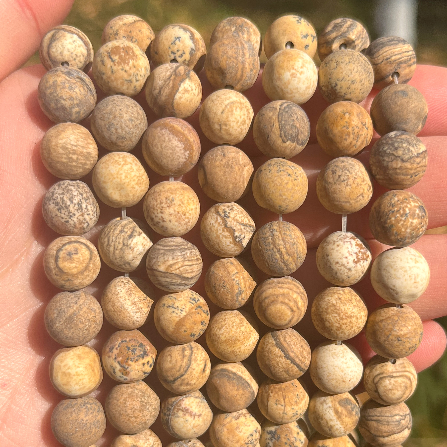 4mm-10mm Natural Stone Dull Polish Matte Picture Jasper Round Loose Spacer Beads For Jewelry Making Diy Bracelet Necklace 15''