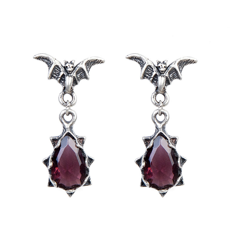 YIZIZAI 100% 925 Sterling Silver Creative Vintage Punk Style Bat Crystal Stud Earring For Women Party Jewelry Gift