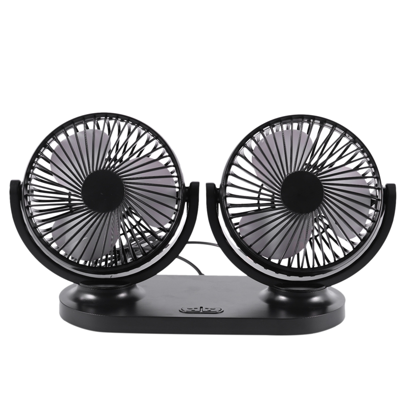 Portable 12V 360 Degree All-Round Adjustable Car Auto Air Cooling Dual Head Fan Low Noise Car Auto Cooling Air Fan Car Accessor