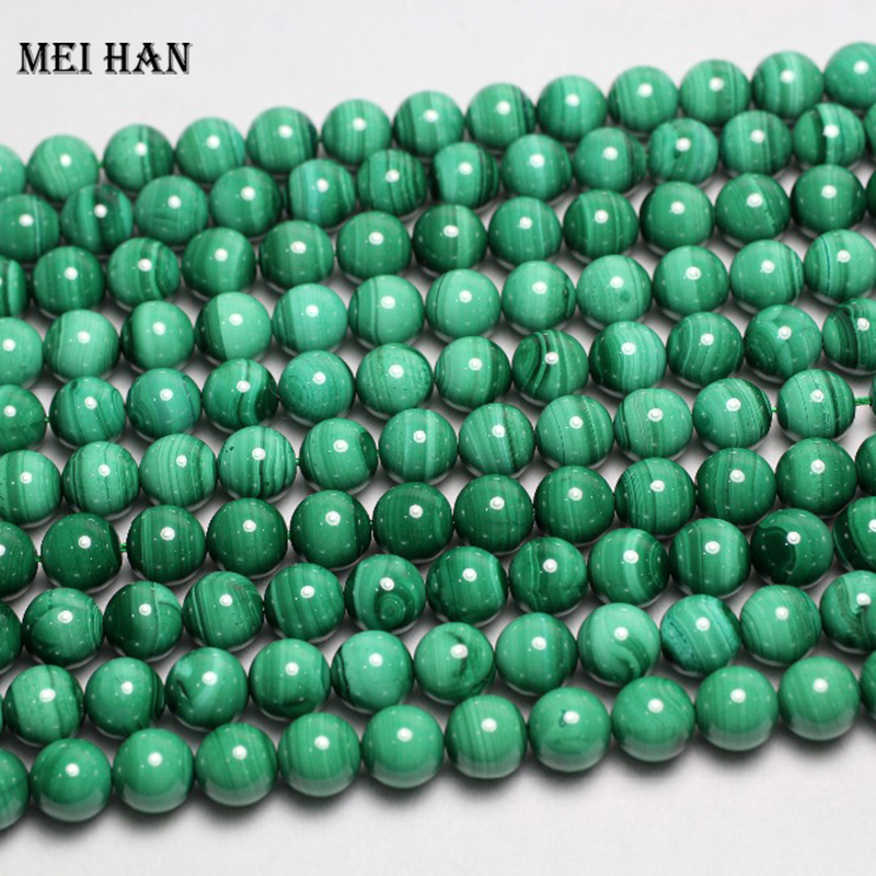 Meihan Wholesale Natural Malachite 10mm & 12mm Smooth Round Beads For Jewelry Making Bracelet Necklace Design