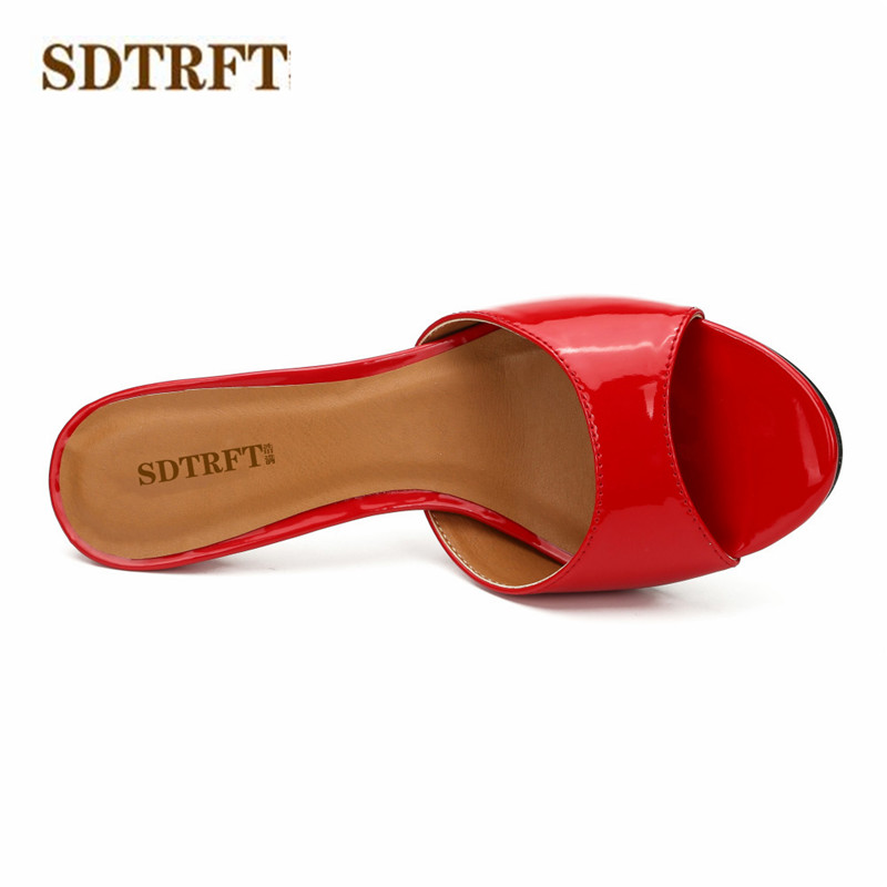 SDTRFT Stilettos Plus:36-47 48 Summer wedding shoes woman sandals 8cm thin heels Crossdresser pumps casual Open Toe flip flops