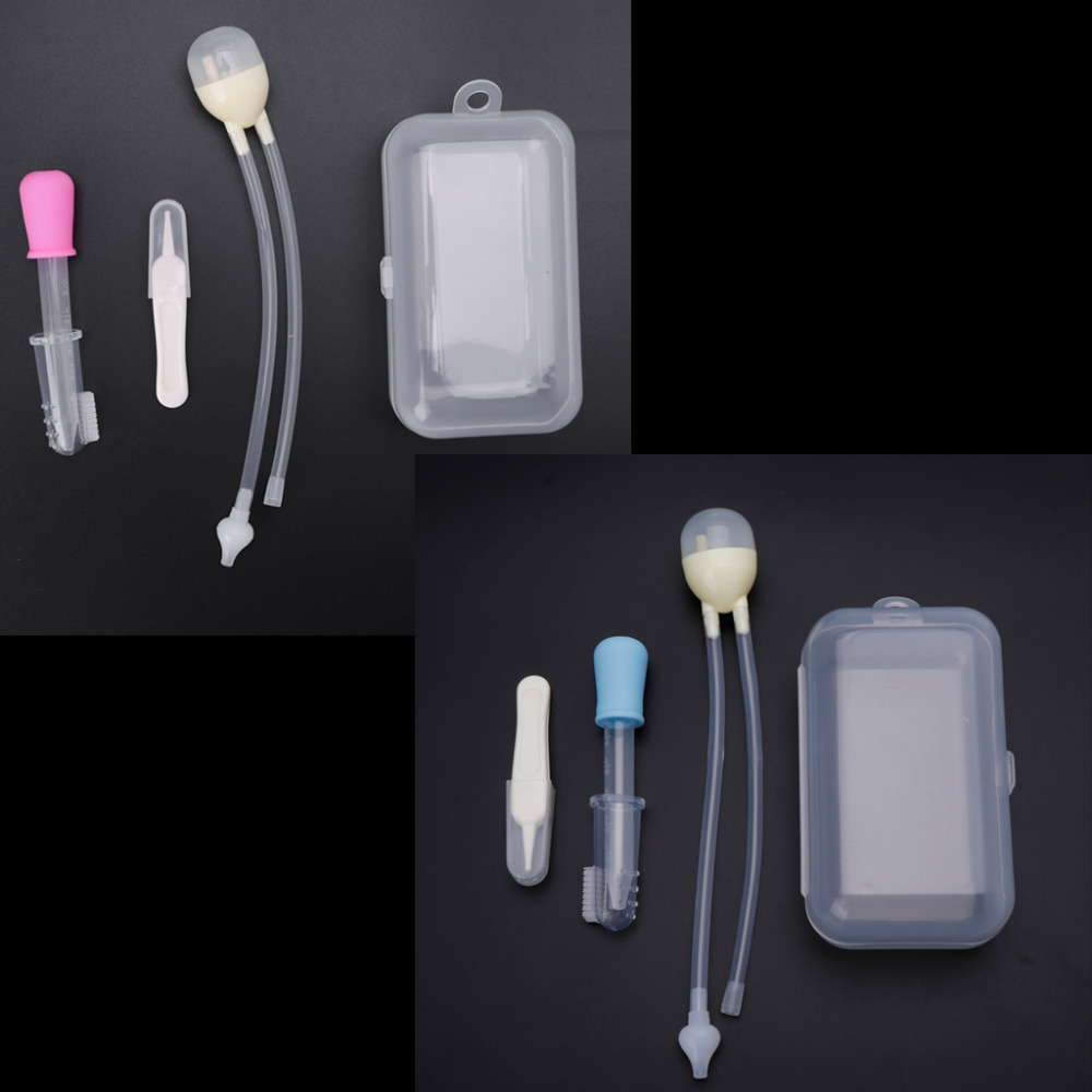 4Pcs Newborn Baby Care Kit Healthcare Nasal Aspirator Dropper Feeder Nursing Kit MAY21-B