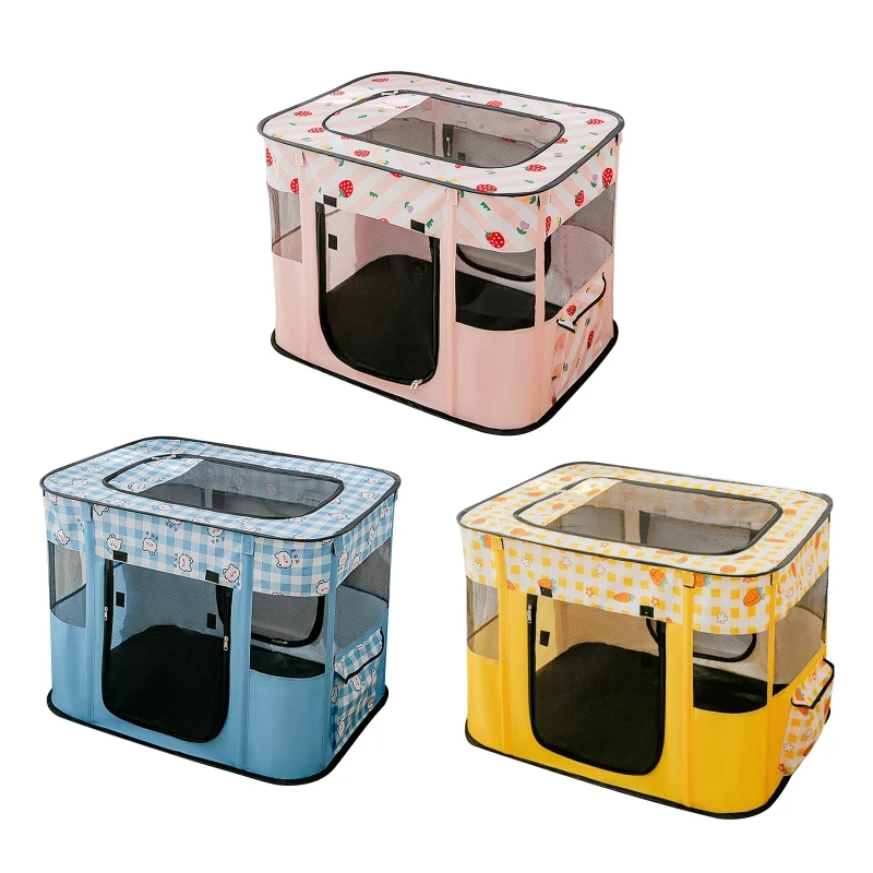 Folding Cage Large Cats Cage Playpen with Door & Mesh Roof for Delivery Room Washable Tent Hiding House