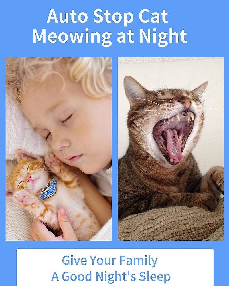 Paipaitek Cat Training Collar,Cat Shock Collar Dwe74 With ,Cat Stop Meowing Collar, Remote Control/Automatic Anti-Meow For Cats