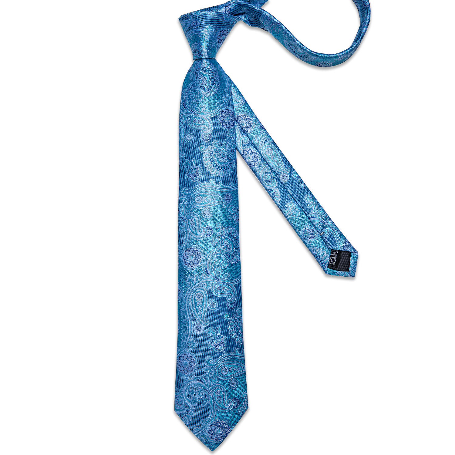 Designer Blue Paisley Floral Silk Ties For Men Luxury Wedding Accessories Men's Neck Tie Set Handkerchief Cufflinks Men's Gift