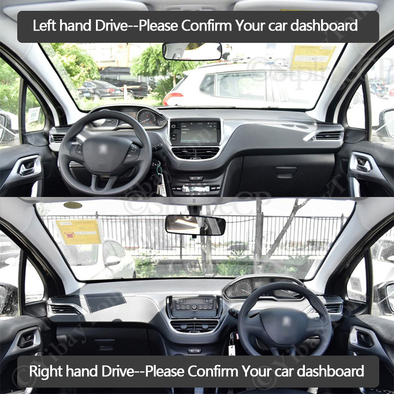 For Peugeot 2008 208 2013 ~ 2019 Anti-Slip Leather Mat Dashboard Pad Sunshade Dashmat Protect Carpet Car Accessories 2014 2015