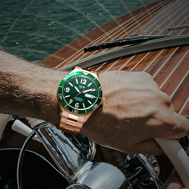 I&W New Japan NH36 Men Automatic Watches Sapphire 100m Waterproof Men's Sport Wristwatch Top Luxury Brand Mechanical Watch 2020
