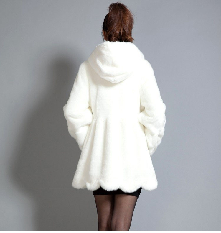 2019 Autumn Winter S - 3XL Women Winter Hooded Mink Fur Coats Vintage White Black Big Size Faux Fox Fur Coat With Hood Clothing