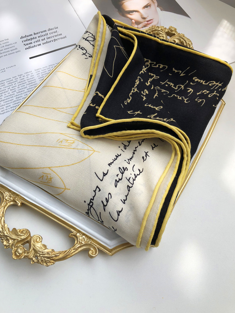 Horse Silk Wool Square Scarf Hand Rolled Luxury Branded Wool Big Scarf For Women 140cm Scarfs Shawls Poncho Pashmina