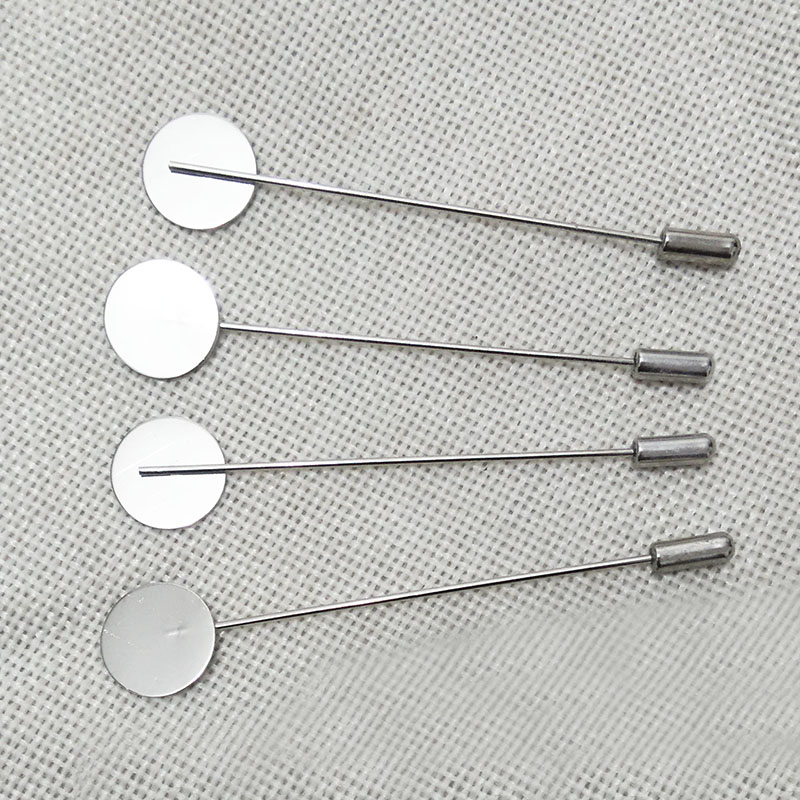 brooch lapel pin Flat Blank Setting base women men's shawl cape scarf findings connector safety hijab pins needles stoppers diy