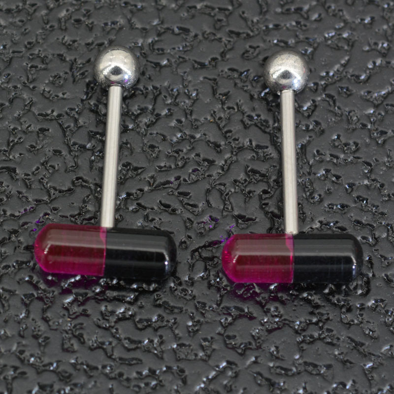 1-7Pcs 14G Acrylic Pill Tongue Piercing Jewelry Women Surgical Steel Tongue Ring Bars Barbell Colorful Capsule Tongue Rings