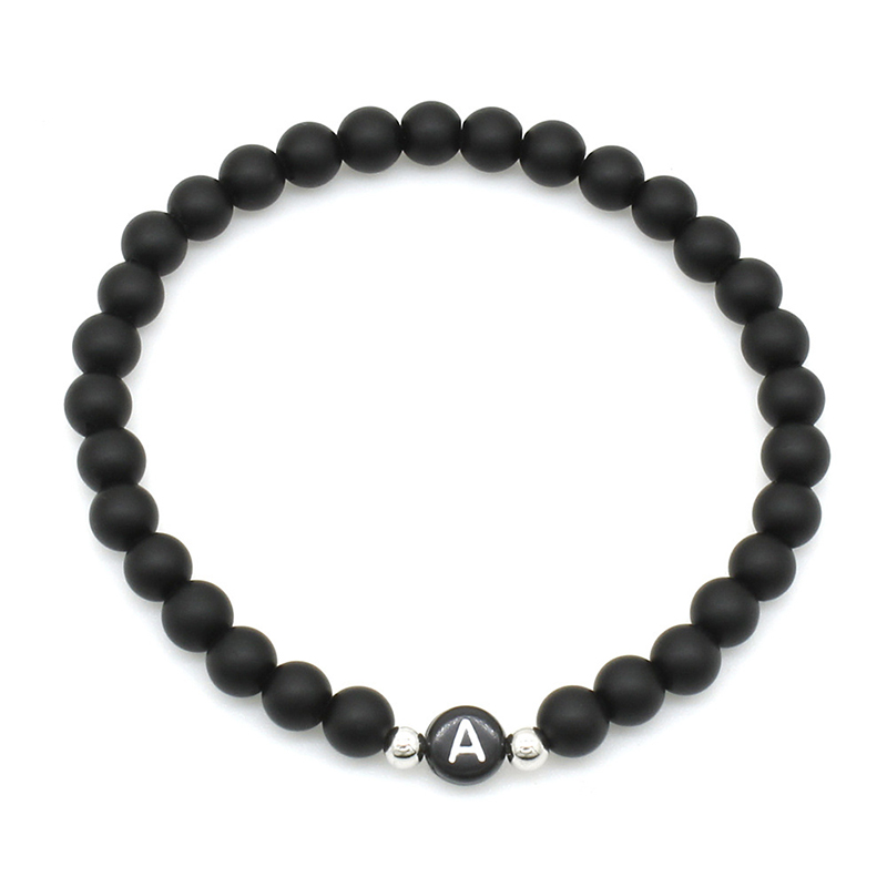 26 Letters Couples Distance Bracelet Classic Natural Stone White & Black Lovers Beaded Bracelets for Men Women Best Friends