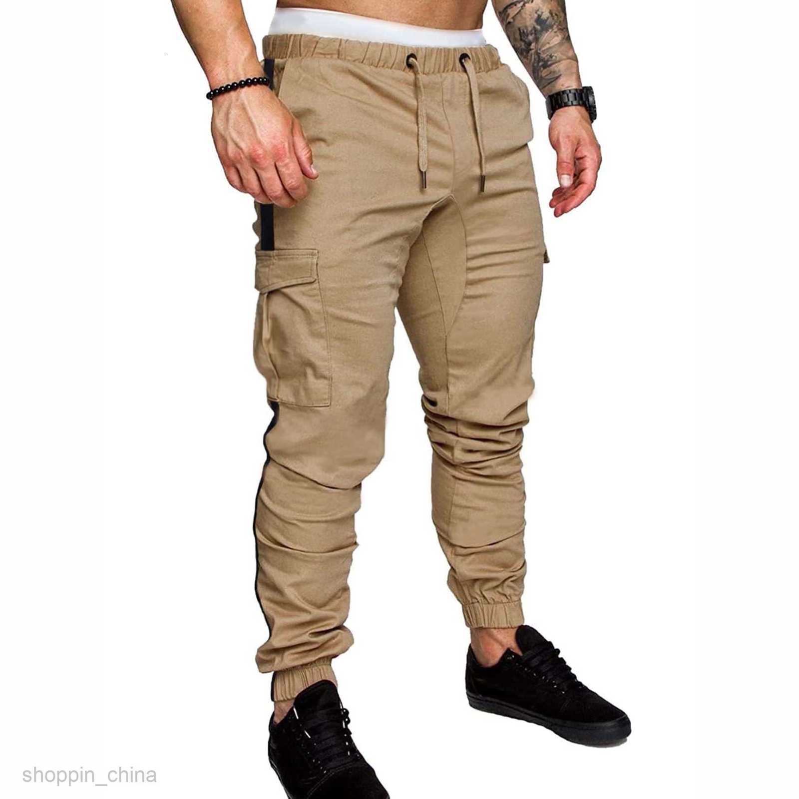 Men's Pants Leisure sports pants size new workwear pants for Male autumn patchwork solid color casual sports loose straight leg pants