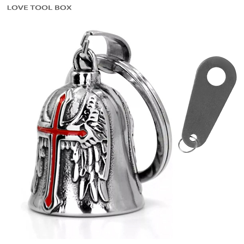 Motorcycle Bell Guardian Angel Cross With Hanger for Ride Cycling Bell Key Chains Accessories Bells for Motorcycles for Harley