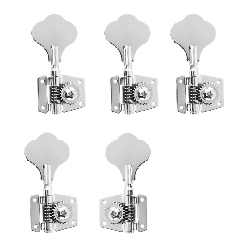 5Pcs Guitar Accessory Vintage Open Bass Guitar Tuning Keys Pegs Machine Heads Tuners Black 1L4R For 5 Strings Bass