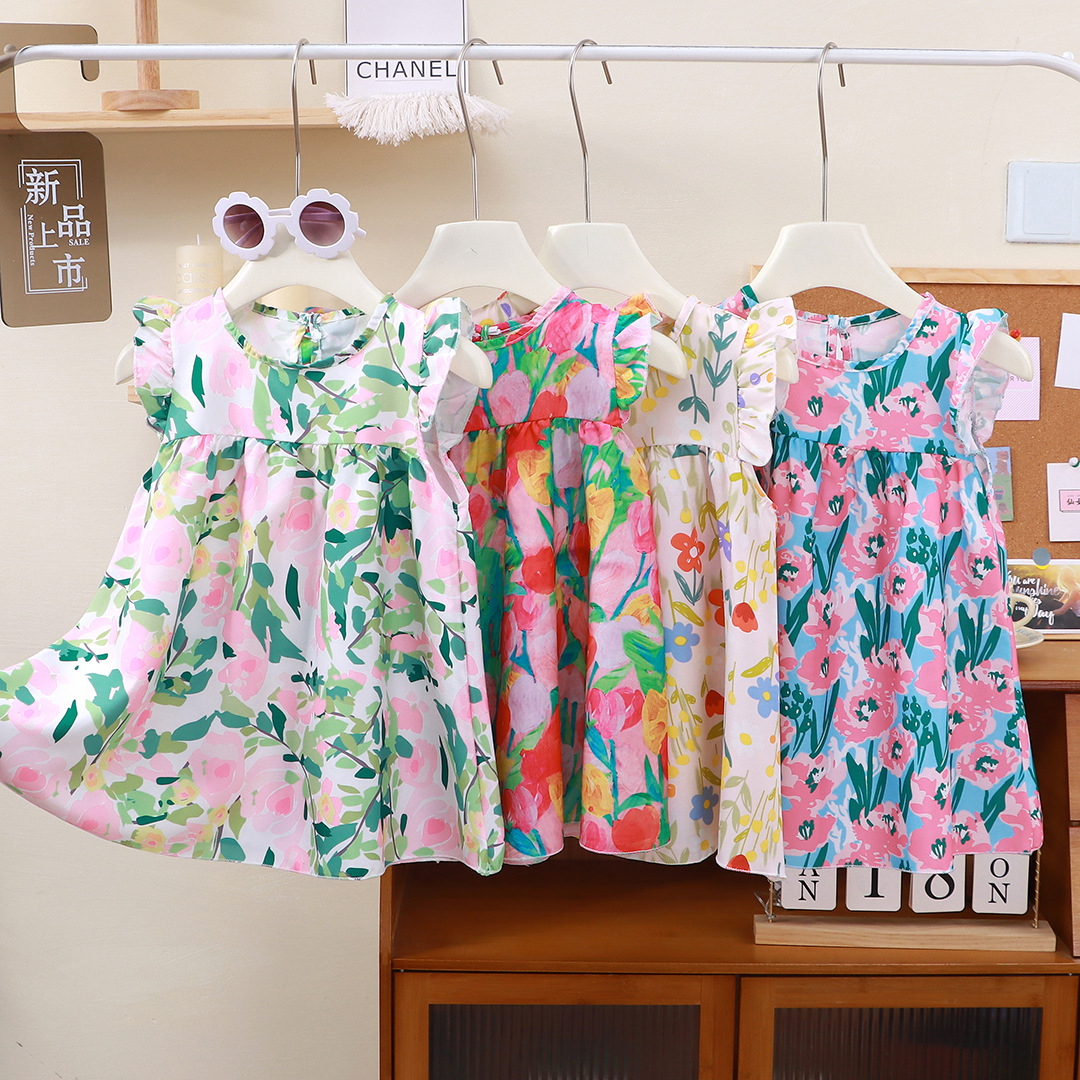 kids baby girls dress apricot summer clothes Toddlers Clothing BABY childrens girls purple pink summer Dress
