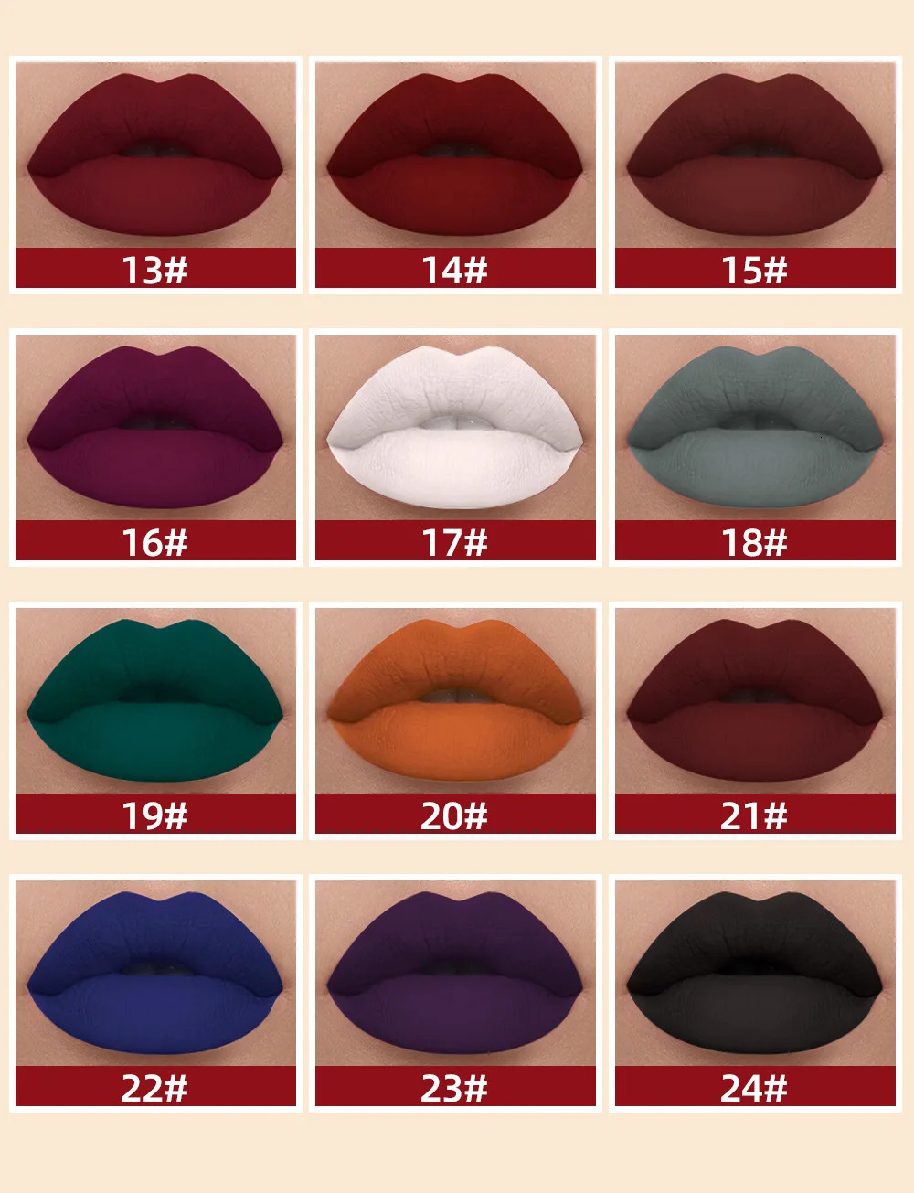 24 Colors Non-Stick Lip Glaze Matte Liquid Lipstick Non-Fade Lip Gloss 240621