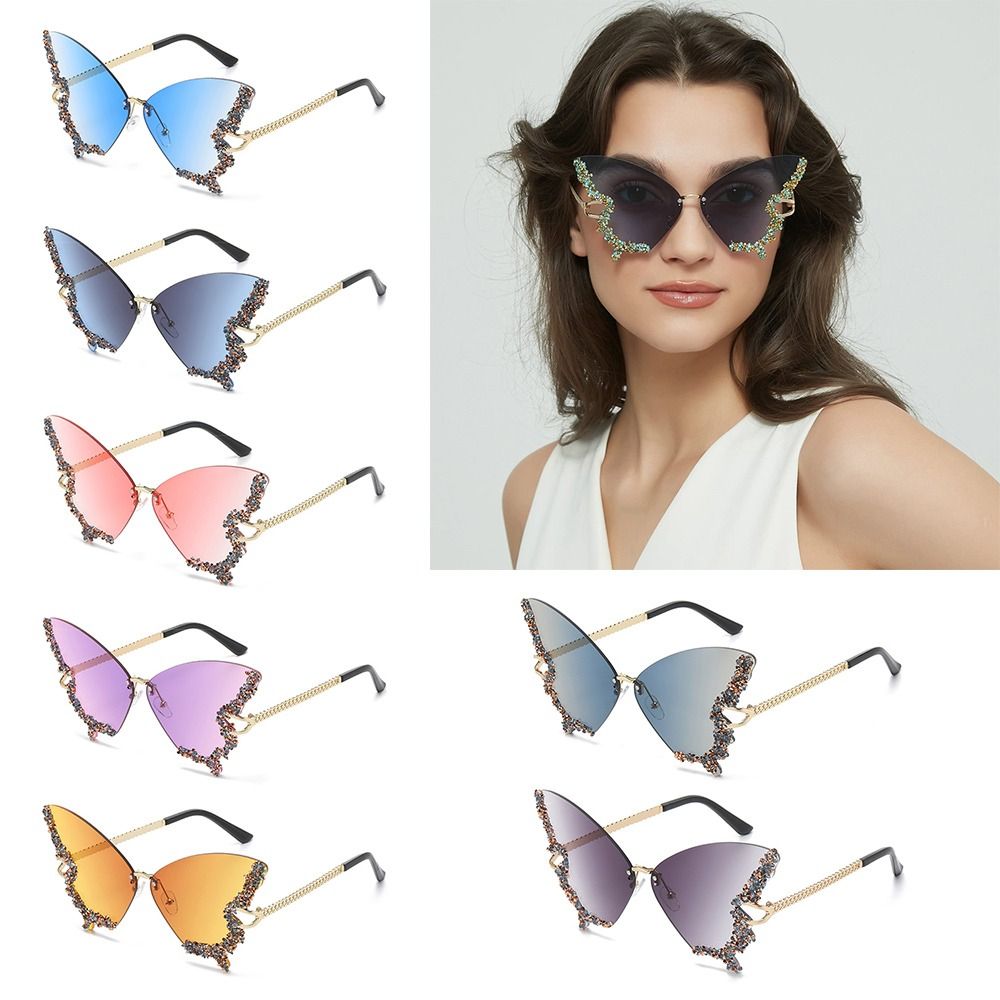 Rhinestone Diamond Oversized Butterfly Sunglasses Purple Sunglasses for Women Bling Sun Glasses Ladies Shades