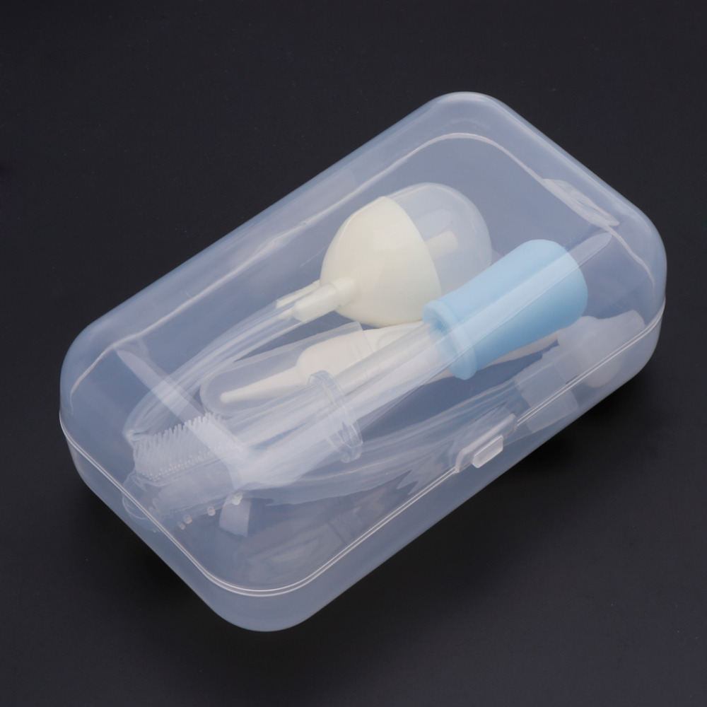 4Pcs Newborn Baby Care Kit Healthcare Nasal Aspirator Dropper Feeder Nursing Kit MAY21-B
