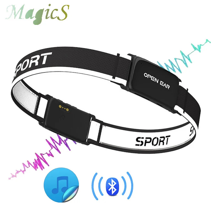 Bone Conduction Earphone Sweat Band Bluetooth Headphones Headband Headsets with Dual Microphones For Outdoor Sport Running 240624