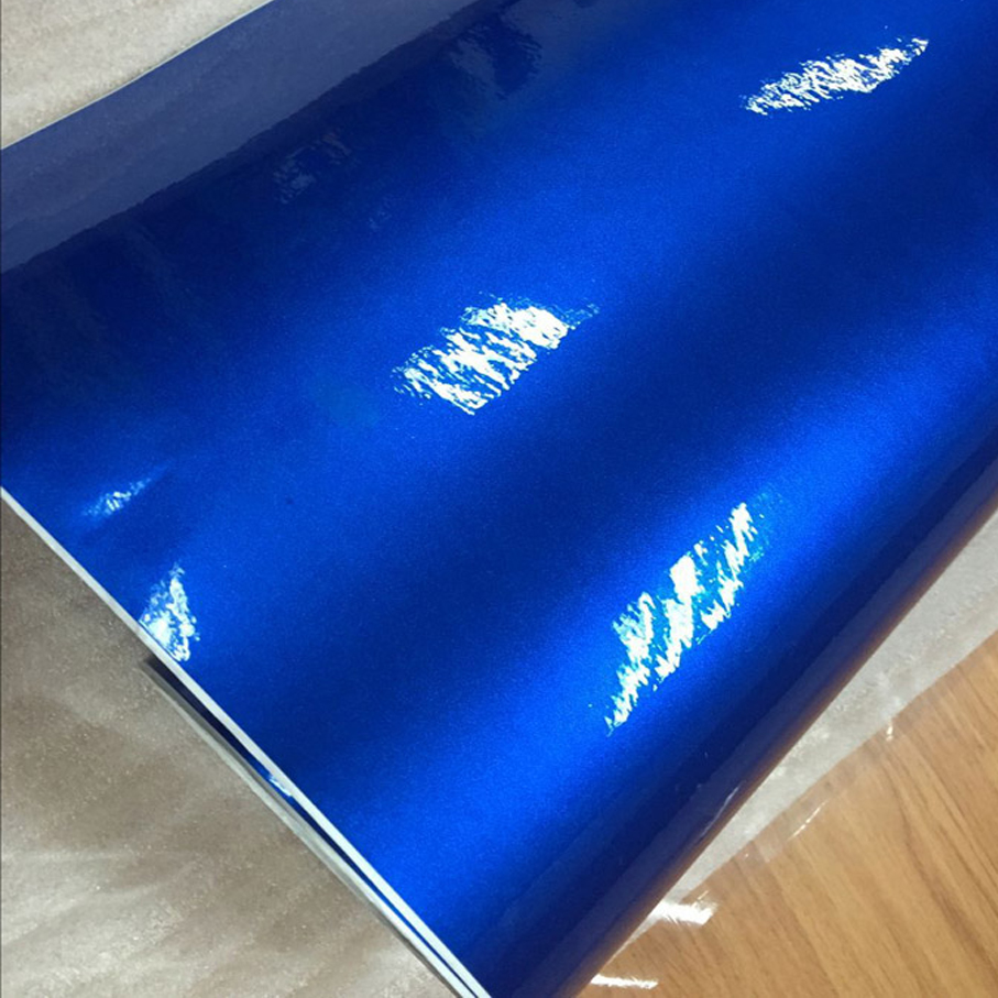 Top quality 10/20/30/40/50/60X152CM/Lot Blue Glossy Metallic Glitter Car Sticker for car wraps Glossy Candy Vinyl Film