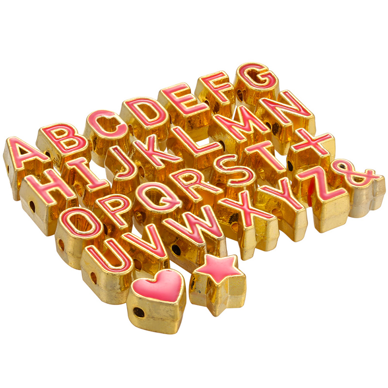 ZHUKOU 9 colors letter beads Brass Enamel beads Initials 26 letters spacer bead for women DIY Bracelet jewelry Accessories VZ258