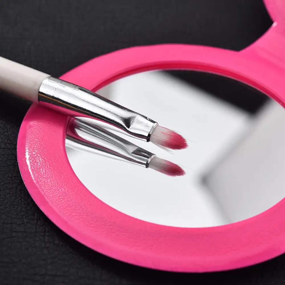 Makeup Mirror Pu Small Round Keychain Double-Sided Folding Mirror Furry Ball Mirror Pendant Gifts Travel Accessories