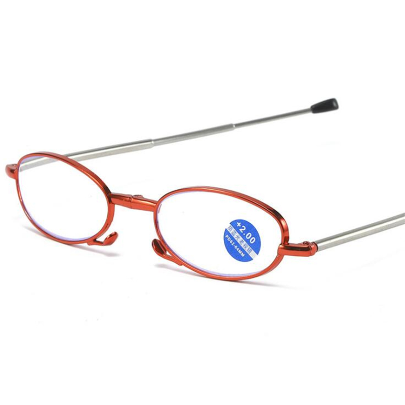 Folding Glass Lenses Metal Reading Glasses Convenient Zipper Bag Men Women Old Man Eyewear +100 +1.5 +2.0 +2.5 +3.0 +4.0 GH960