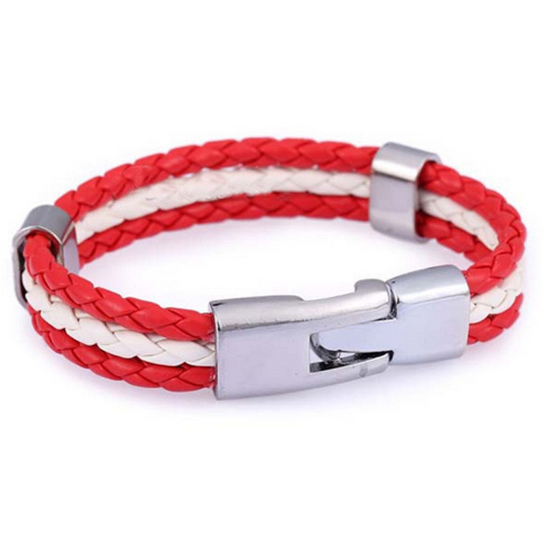 2018 National Flag Brazil England Argentina Leather Bracelet 3 Strands Braided Bracelet Wristband Jewelry
