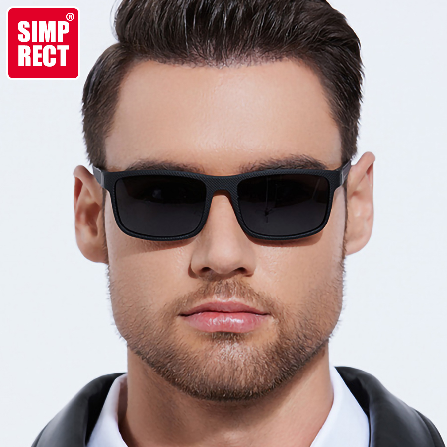SIMPRECT Square Polarized Sunglasses Men 2024 Luxury Brand Designer UV400 High Quality Fishing Driving Retro Vintage Sun Glasses
