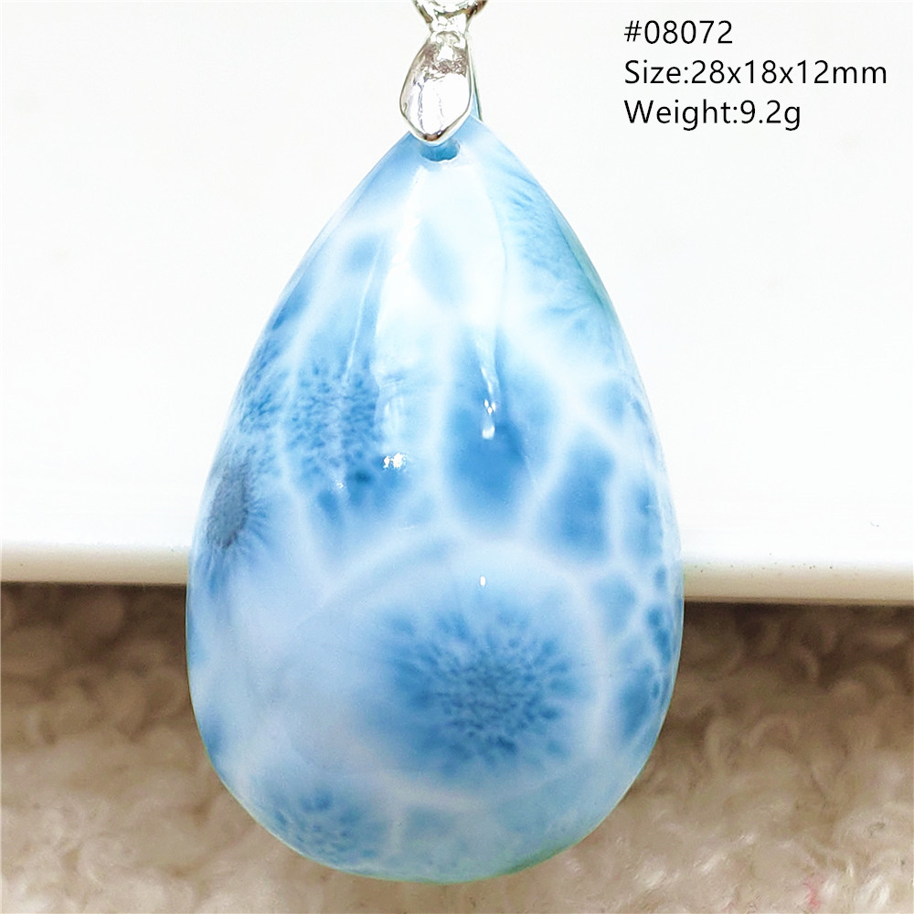 Natural Blue Larimar Water Drop Pendant Love Beads Jewelry Women Men Water Pattern Crystal Love Necklace From Dominia AAAAA