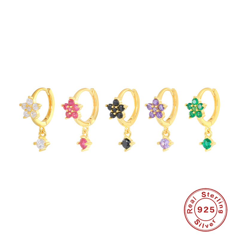 Aide 925 Sterling Silver Hoop Earrings For Women Huggie Earings Pendiente Piercing Rainbow CZ Earing Luxury Fine Jewelry Brincos