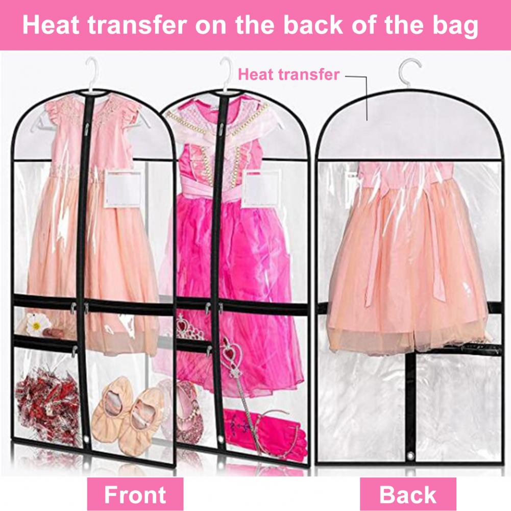 Clothes Dust Cover 4 Zippered Pockets Transparent Moistureproof Waterproof Dustproof Foldable Dance Costume Garment Bag