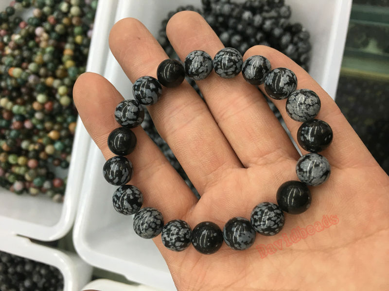 10MM Natural Stone Indian Agat lava picture tiger eye snowflake Labradorite Amazonite Round Beads Stretch Bracelet 19cm 1Pcs