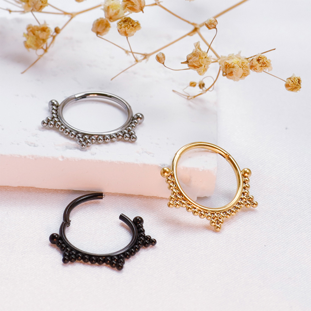 F136 Titanium Piercings Septum Hoop Cartilage Tragus Nose Rings Women conch Earring Body Hinged Segmen Beads CZ Helix Jewelry