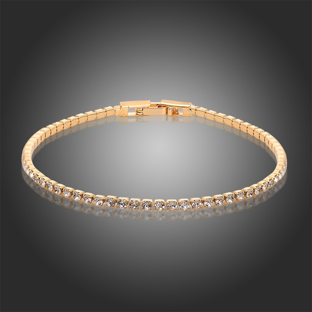 6colors 17+2cm Gold Color Cluster Rhinestone Crystals Slim Tiny Tennis Chain Bracelets Jewelry for Women Girls Pulseira feminina