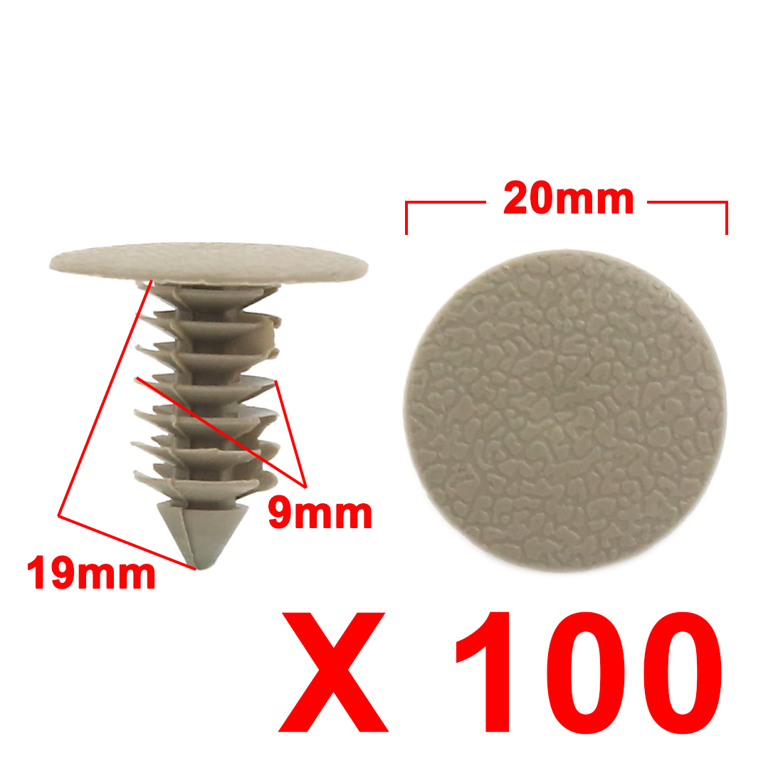 X Autohaux Vehicle Universal 10-100Pcs Gray Beige Plastic Door Bumper Push Rivets Clip 9mm Retainer Clips Fasteners For Auto Car