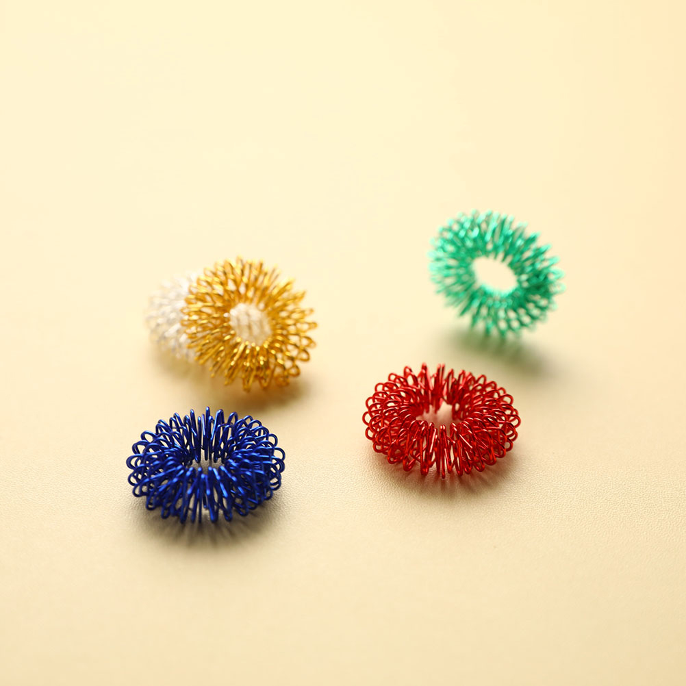 5pc Finger Massager Ring Acupressure Figure Massager Relax Finger Hand Care Tool
