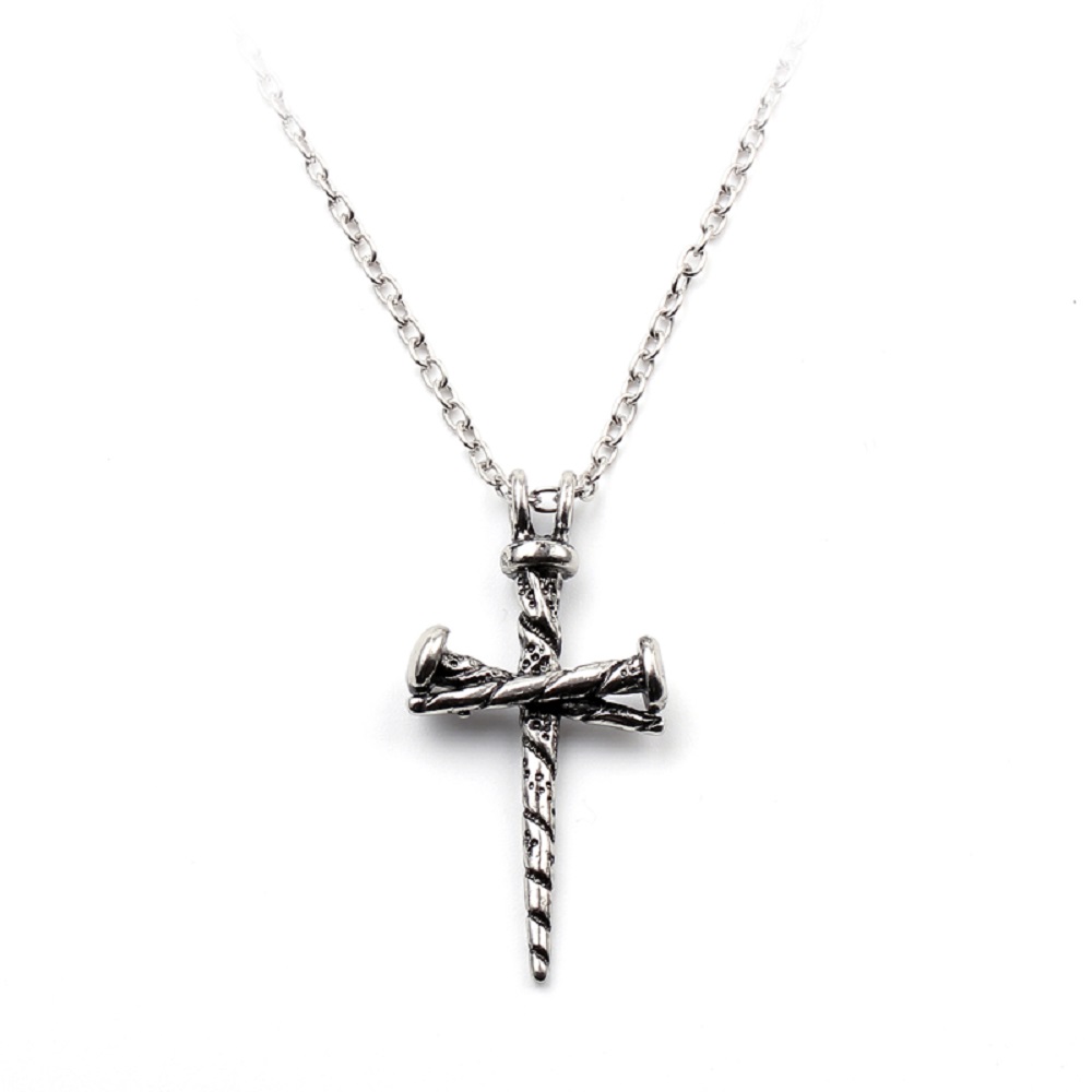 Vintage Men's Nail Shape Cross Pendants Necklace Punk Gothic Men Jewelry New Design Personality Necklace