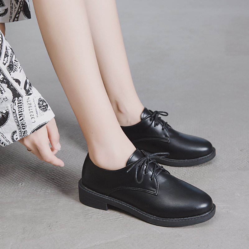 Ballet Derby Shoes Women Autumn Spring Shapes Brogue Leather Full Black Office Outsole Mole Female Ladies Oxford Flats Plus Size
