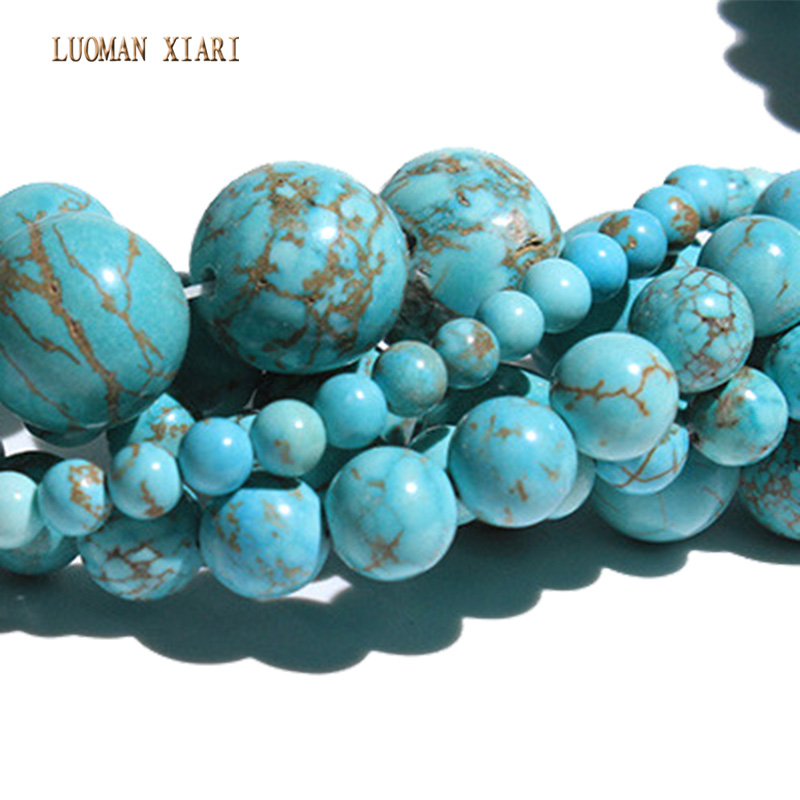 Wholesale Natural Blue Turquoises Stone Beads Round Loose Beads For jewelry Making DIY Bracelet Necklace 4-12mm Strand 15.5''