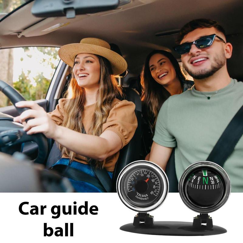 Car Compass with Temperature Tester Multifunctional Clear Scale auto Guide Ball Multifunctional Dashboard Ornaments for vehicles