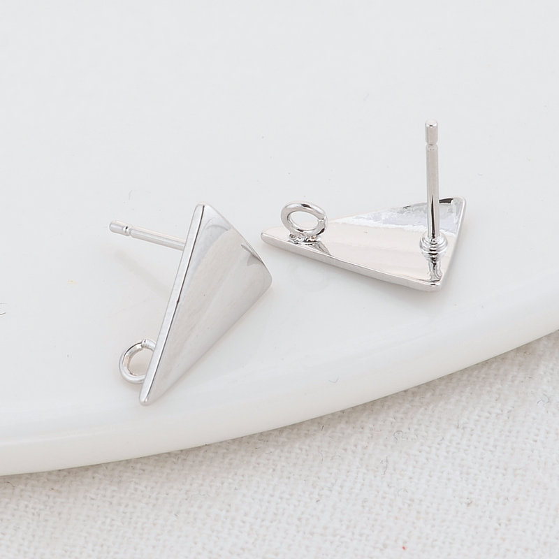 11.5*8 MM 14K Gold Plated Brass Triangle Stud Earrings High Quality DIY For Jewelry Making Finding Earrings Accessories