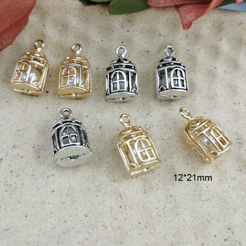 10pcs birdcage With Pearl Inside Antique Bronze Pendant For DIY handmade Metal Charms Bracelet Necklace Dangle Jewelry Making