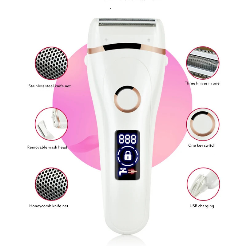 Rechargeable Women Painless Electric Epilator Beard Hair Removal Womens Shaving Machines Portable Female Hair Trimmer LCD 240624