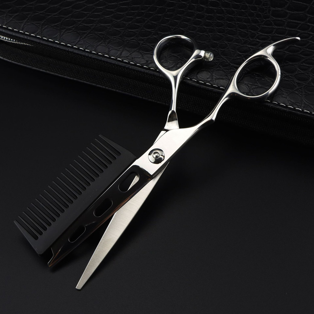 Professional JP440c 6 '' Left handed Silver 2 in 1 hair scissors with comb haircut barber cutting shears hairdressing scissors