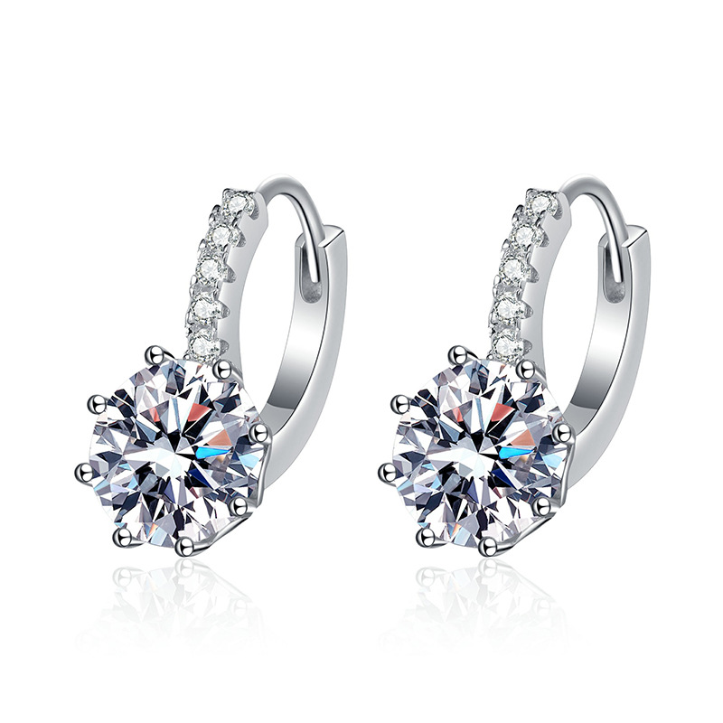 Smyoue 2CT D Color Moissanite Hoop Earrings for Women Lab Diamond 100% 925 Sterling Silver Brilliant Wedding Jewelry Wholesale