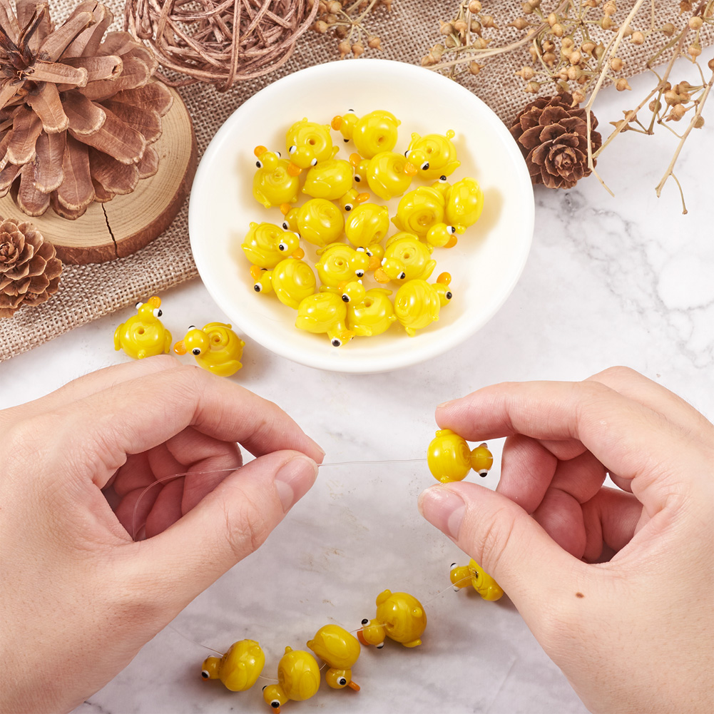 1Strand Handmade Lampwork Duck Shape Beads Strands For DIY Bracelet Necklace earring jewelry making Crafts Decor Accessories