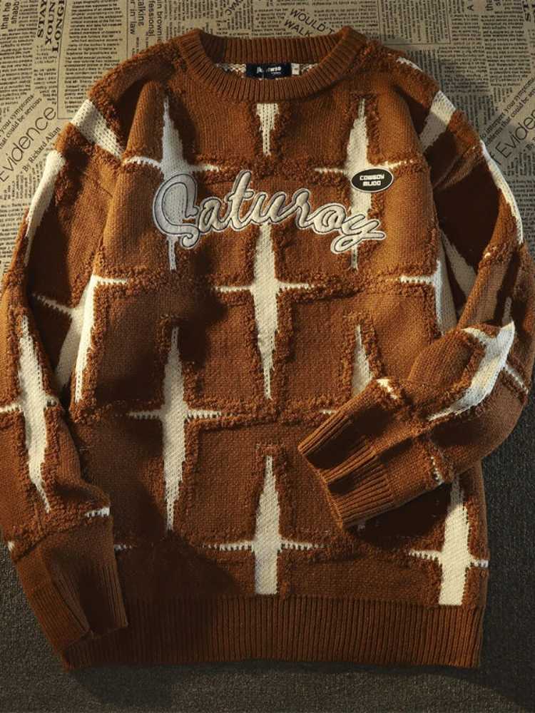 Men's Sweaters Y2k Strwear American Retro Sweater High Strt Stars Jumper Woman Autumn Loose Casual Grunge Japanese Knit Pullover Y240622NJJ1