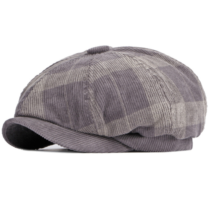 HT3853 Berets Spring Autumn Men Women Cap Male Female Artist Painter Beret Hat Flat Beret Cap Plaid Octagonal Cap